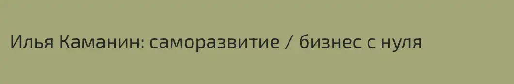 Илья Каманин: саморазвитие / бизнес с нуля